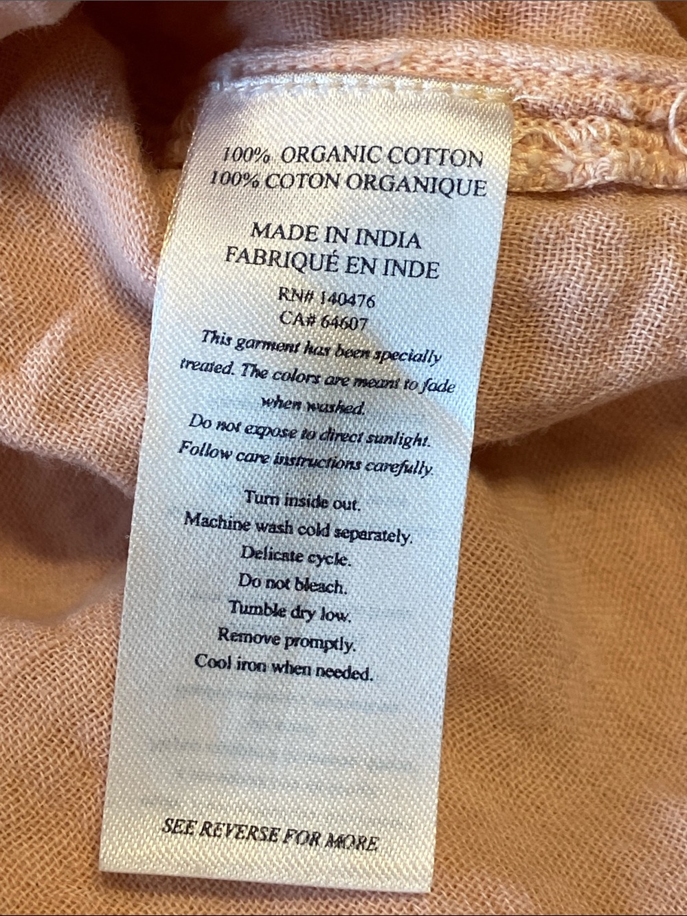 Faherty Dream Desmond top breathable, lightweight peach-colored cotton gauze S - Picture 7 of 10